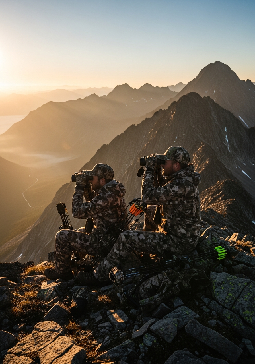 Archer in wilderness at golden hour