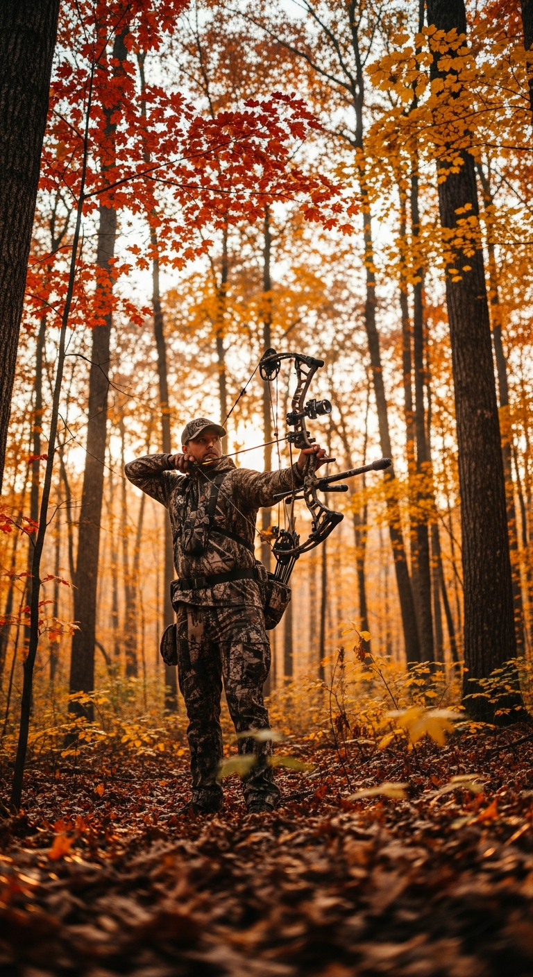 Archer in misty forest